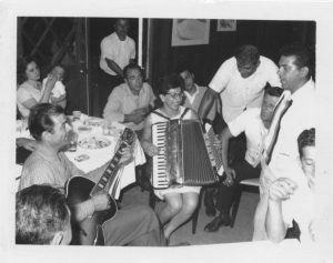 Mrs. C playing the accordion