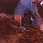 Mr. C, Founder of Casa Larga Vineyards, hand grafting vines in the cellar