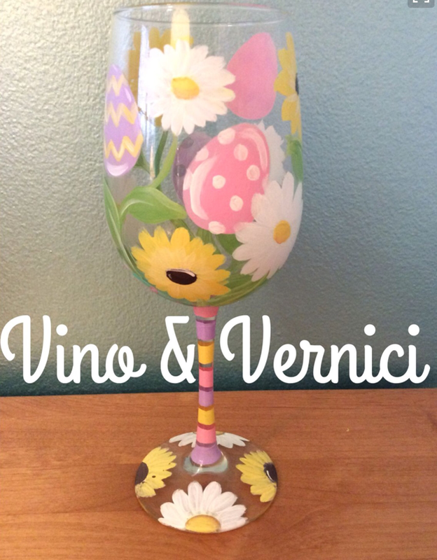 Easter Glasses for Sip and Paint Series at Casa Larga Vineyards