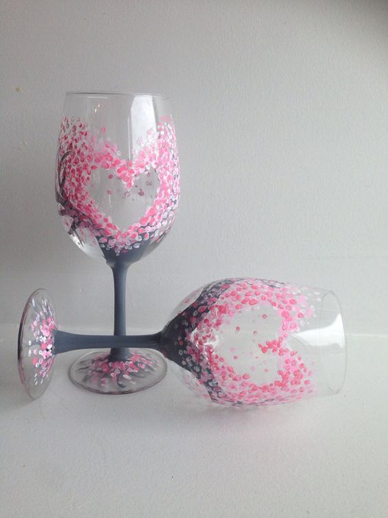 Valentine's Tree Glasses for Sip and Paint Series at Casa Larga Vineyards