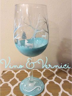 Winter Wonderland Glasses for Sip and Paint Series at Casa Larga Vineyards
