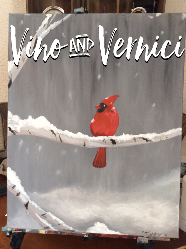 Cardinal Canvas for Sip and Paint Series at Casa Larga Vineyards