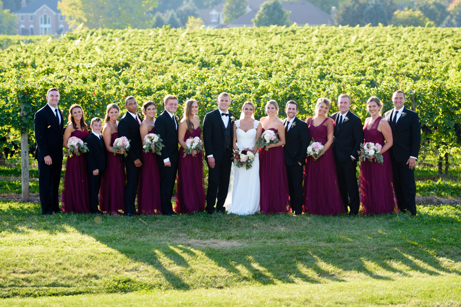 Bridal Party in the vineyards, Wedding Ceremonies and Receptions at Casa Larga Vineyards