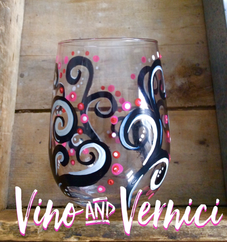 Valentines Swirl Glasses for Sip and Paint Series at Casa Larga Vineyards