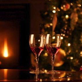 Red Wine at Christmas Time by the Fire