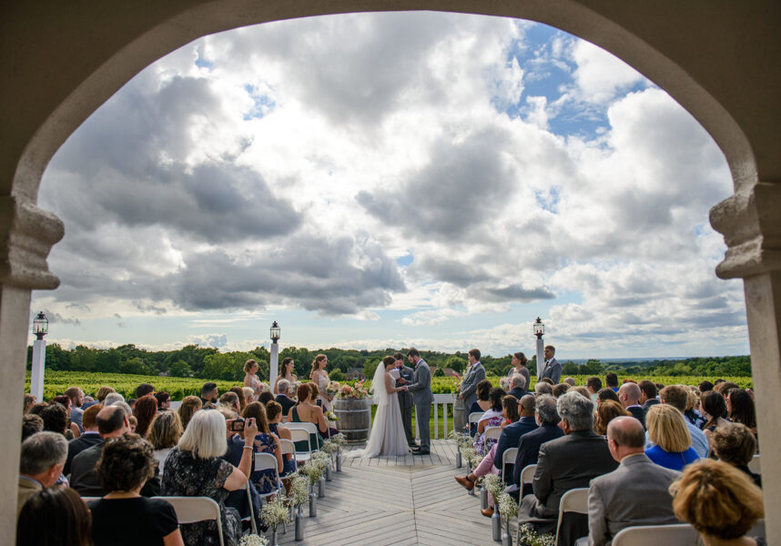 Wedding ceremony on the patio, Wedding Ceremonies and Receptions at Casa Larga Vineyards