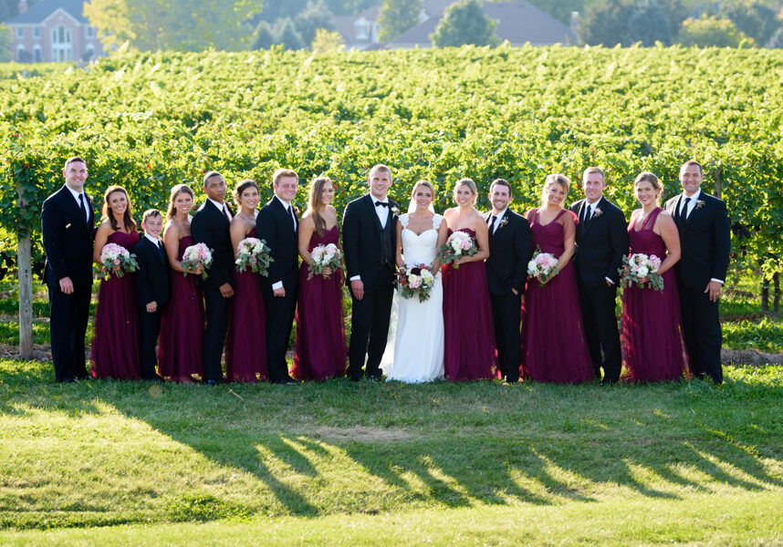 Bridal Party in the vineyards, Wedding Ceremonies and Receptions at Casa Larga Vineyards